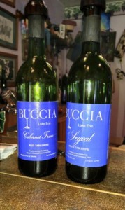 Bottles of Buccia wine.