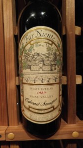 Photo of a bottle of 1989 Far Niente Napa Cabernet.