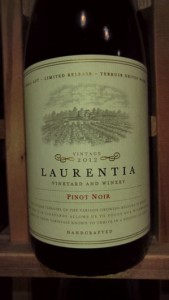Photo of bottle of Laurentia Pinot Noir.