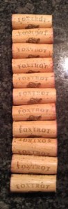 Photo of corks from the Foxtrot Pinot Noir.