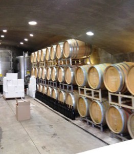 Photo of barrels of wine at the Foxtrot Vineyards.